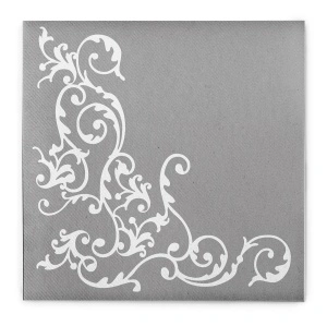Празнични салфетки Linclass - Pomp (Silver-White) / 40 x 40 см / 50 бр. - Img 3