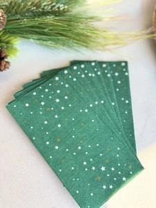 Трислойни салфетки, Tissue - Christmas Star (зелени), 33 x 33 см, сгънати 1/8, 25 бр. - Img 2