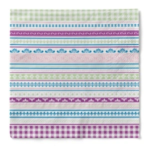 3-слойни салфетки за маса Tissue - Babette (зелено-лилаво) / 40 х 40 см / 100 бр.