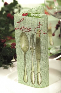 Linclass празнични салфетки за Коледа/Нова година - Love & Joy (прибори) / 40 х 40 см / 50 бр. - Img 2