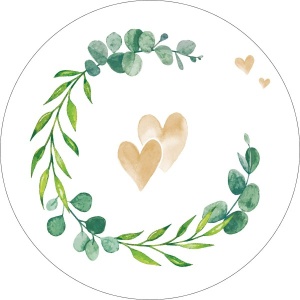 Картонени подложки за чаши, чаши или чаши / бели (щампа сърце) / диаметър 10,7 см / 100 бр. - Img 1