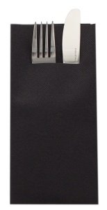 Комплект 75 салфетки Mank HORECA с джоб, Linclass® Airlaid, черни, 40 x 40 см, идеални за сватби, партита, кръщенета - Img 1