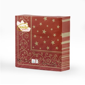 Празнични салфетки за маса Tissue Deluxe - LIAM бордо / 40x40 см / 50 бр. - Img 1