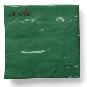 3-слойни салфетки за маса, Tissue - Тъмнозелени / 33 х 33 см / 20 бр. - Img 3
