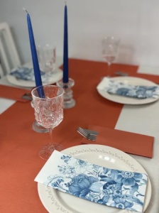 Празнични салфетки за маса от Airlaid – Blue Garden / 48 x 43 см / 60 броя - Img 2