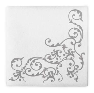 Празнични салфетки Linclass - Pomp (Silver-White) / 40 x 40 см / 50 бр. - Img 1