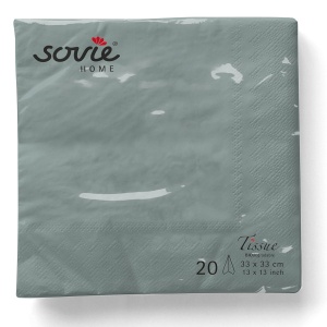 Салфетки за маса 3 слоя, Tissue, Grey, сиви, 33 х 33 см, 20 бр - Img 2