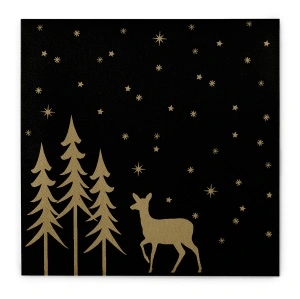 Комплект от 50 празнични салфетки Linclass за Коледа, Нова година Mank Horeca, Airlaid, Liane Black Gold, 40 x 40 см, Идеални за партита, кръщенета, Великден