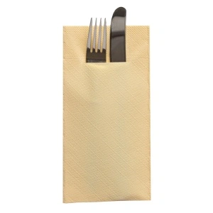 Комплект 75 салфетки Mank HORECA с джоб, Tissue Deluxe®, Cream, 40 x 40 см, Идеални за сватби, партита, кръщенета