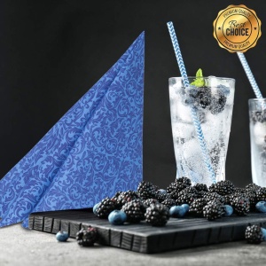 Празнични салфетки Linclass - Орнаменти (сини) / 40 х 40 см / 50 бр. - Img 3