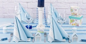 Празнични салфетки Linclass - Light Blue (Baby blue) / 40 х 40 см / 50 бр. - Img 3