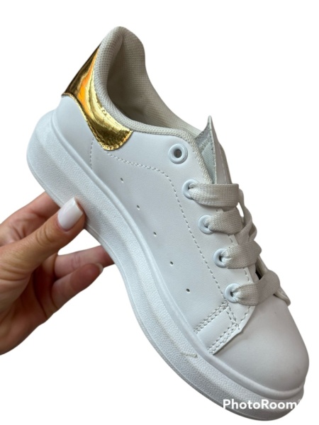 Pantofi sport Cod:D41 White/Gold - Img 3