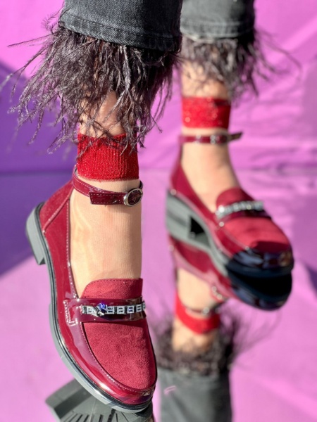 Pantofi Casual Cod:E608LA Wine - Img 2