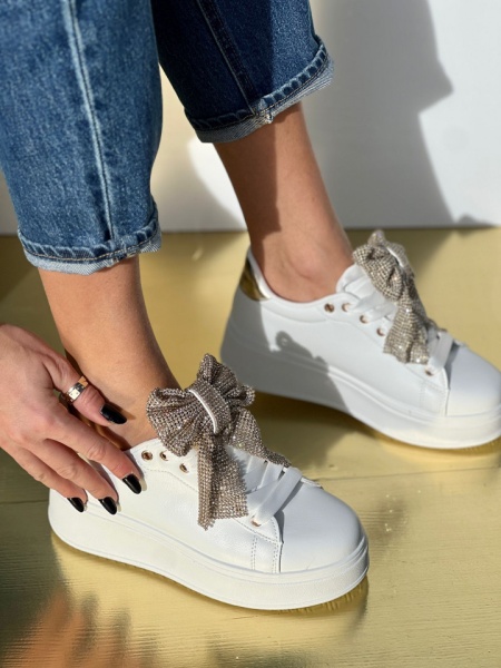 Pantofi Sport Cod: BK-72 White/Gold - Img 2