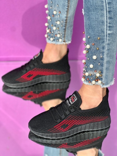Pantofi Sport Cod: B-2 Black/Red - Img 2