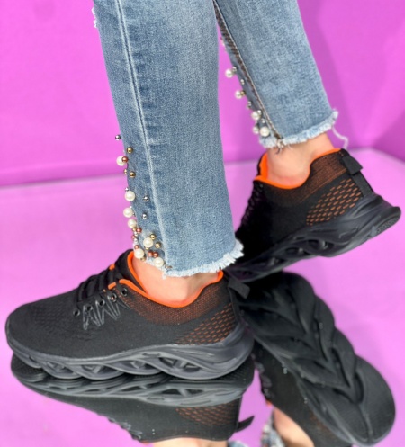 Pantofi Sport Cod: 55522 Black/Orange - Img 2