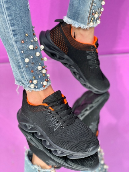 Pantofi Sport Cod: 55522 Black/Orange - Img 3