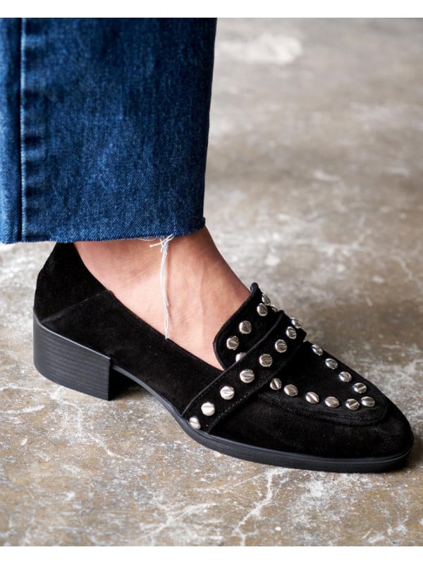 Pantofi mocasini Stanley Negru piele intoarsa