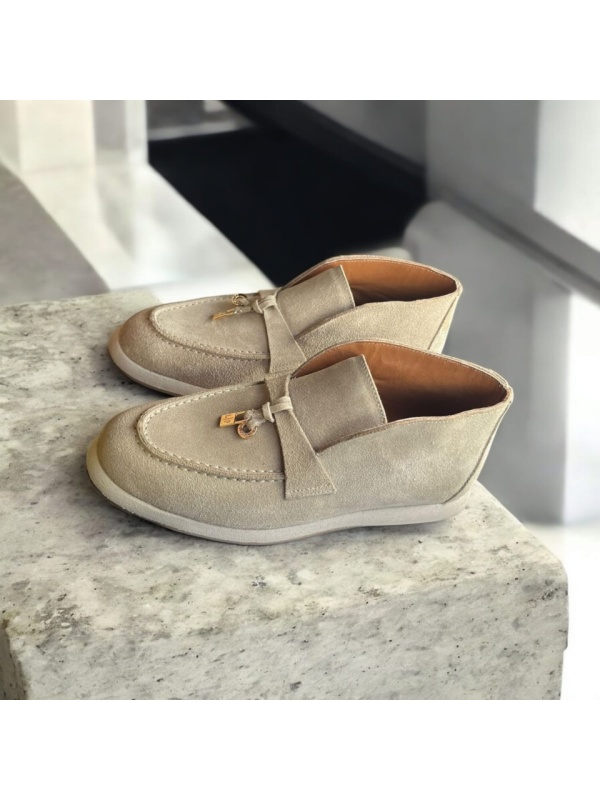 Pantofi mocasini Lara II S bej piele intoarsa