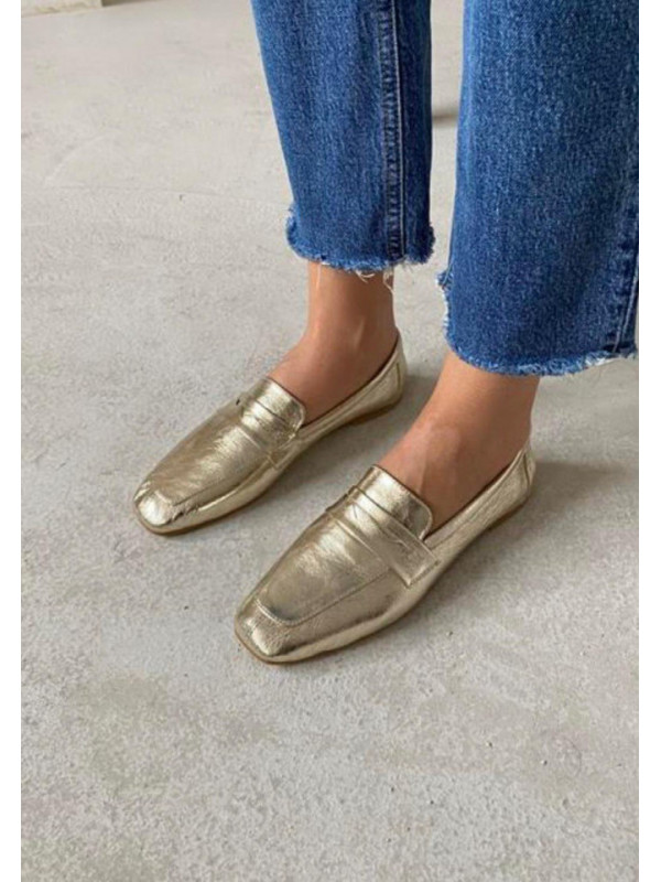 Mocasini Porto piele naturala Gold