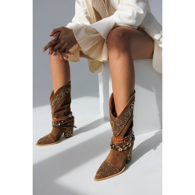 Cizme Impalum Supreme Camel short piele intoarsa - Img 3