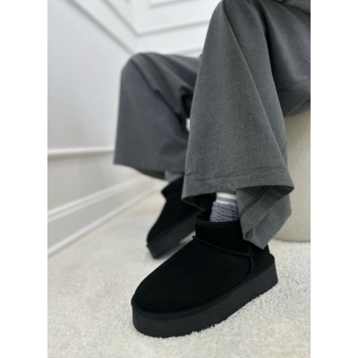 Ghete tip ugg Snow Negru piele naturala - Img 2