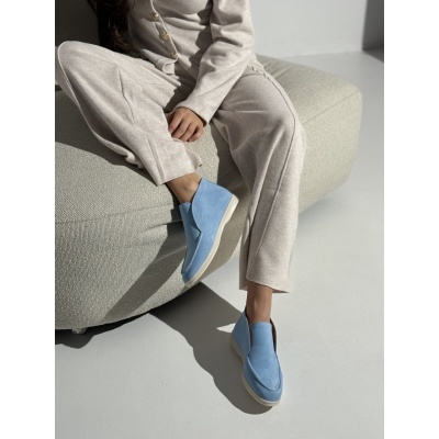 Ghetei Lara S piele intoarsa Baby Blue - Img 5
