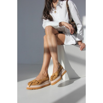 Pantofi Bohemis Camel Studded piele naturala - Img 2