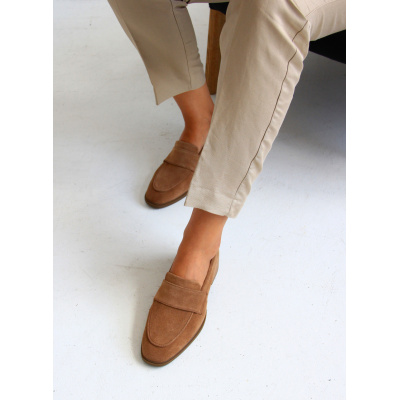 Pantofi mocasini Ava Coffee piele intoarsa - Img 2