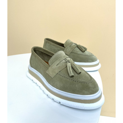 Pantofi mocasini Nappa Avocado Piele intoarsa - Img 2