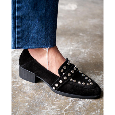 Pantofi mocasini Stanley Negru piele intoarsa - Img 1