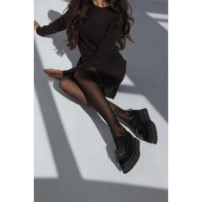 Pantofi Pasadena Black piele naturala cu platforma - Img 6