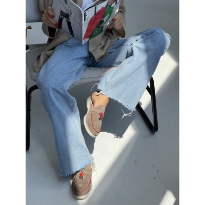 Papuci Lara Red\ Beige piele naturala - Img 6