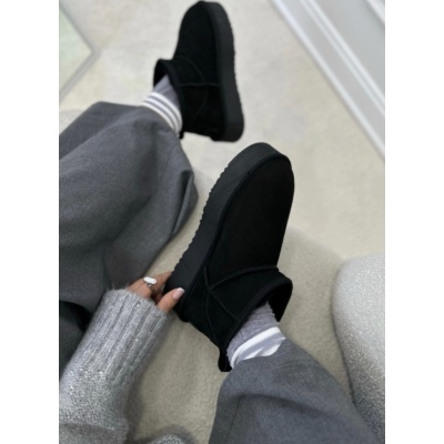 Ghete tip ugg Snow Negru piele naturala - Img 3