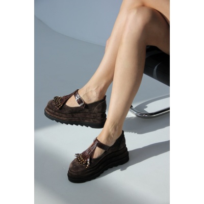 Pantofi Fedora Fringe piele naturala - Img 2