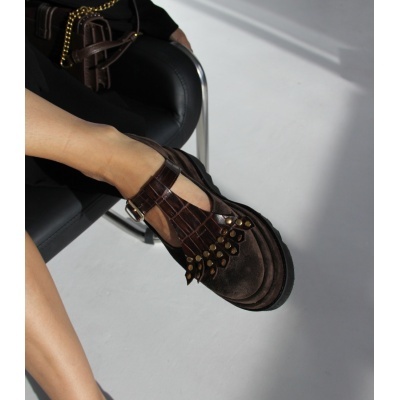 Pantofi Fedora Fringe piele naturala