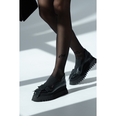 Pantofi Pasadena Black Matte piele naturala cu platforma - Img 5