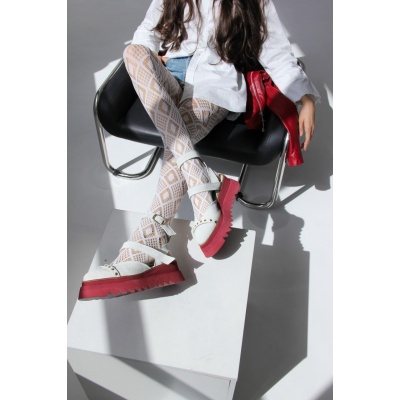 Pantofi Pins White&Wine - Img 4