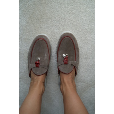 Papuci Lara Red\ Beige piele naturala - Img 1