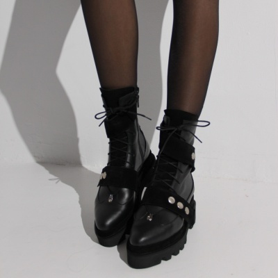 Ghete bocanci Epic Black piele naturala