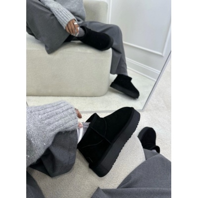 Ghete tip ugg Snow Negru piele naturala - Img 1