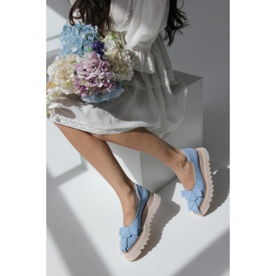 Pantofi Bohemis Baby blue piele naturala - Img 4