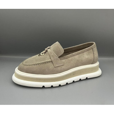 Pantofi mocasini Nappa Bej Piele intoarsa