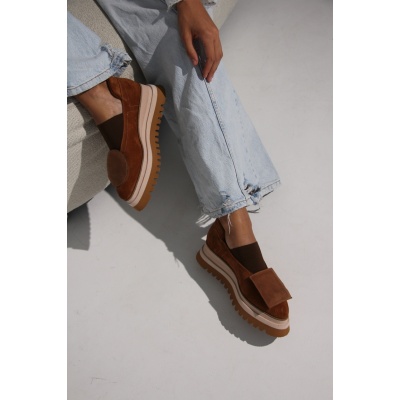 Pantofi Pasadena Brown piele naturala cu platforma - Img 4