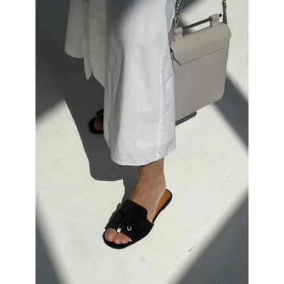 Papuci Lara Summerwalk Black piele naturala - Img 2