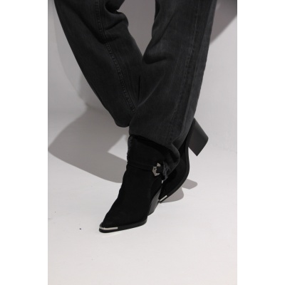 Ghete ciocate Khai Black piele naturala