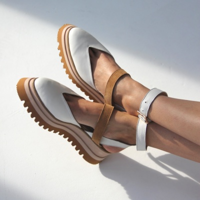 Pantofi Jacqueline Alb Piele naturala