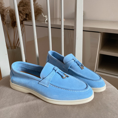 Pantofi mocasini Lara Baby Bleu piele intoarsa - Img 3
