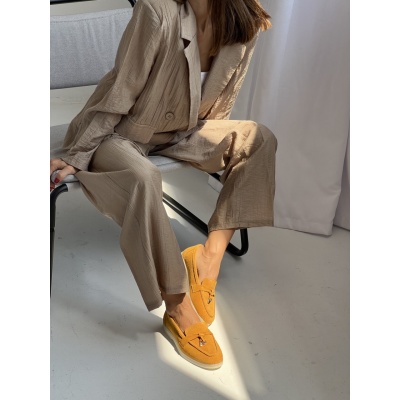 Pantofi mocasini Lara Mustard piele intoarsa - Img 3