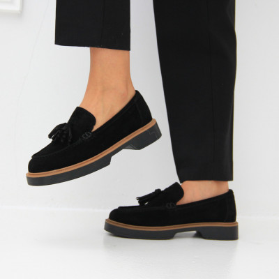 Pantofi Mocasini Tribut piele intoarsa negru - Img 3